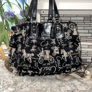Large coach bag with coach and carriage